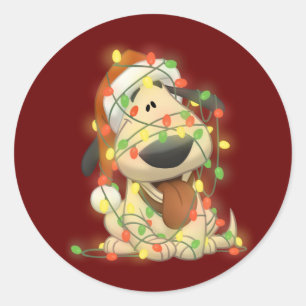 Weihnachtshund Runder Aufkleber