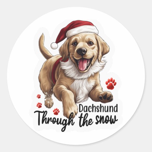 Weihnachtshund Runder Aufkleber (Vorderseite)