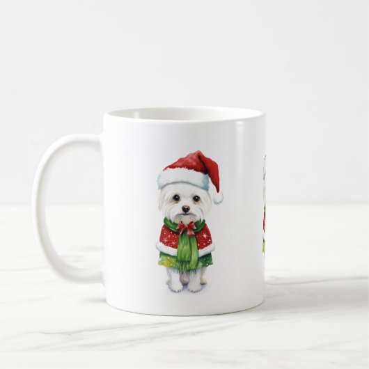 Weihnachtshund, Santa Dog Niedlicher Welpenurlaub Kaffeetasse (Links)