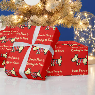 Weihnachtshund Santa Pfoten Festiver Welpe Geschenkpapier