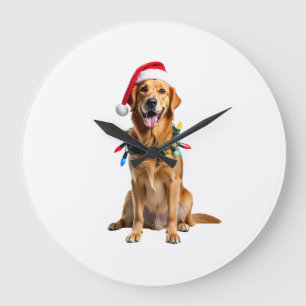 Weihnachtshund-Shirt, Weihnachten Golden Retriever Große Wanduhr