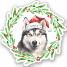 Weihnachtshund Siberischer Husky Weihnachtsmannmüt