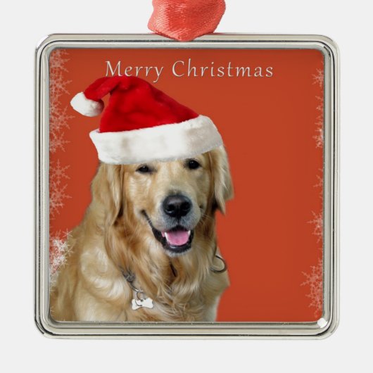 Weihnachtshund Silbernes Ornament (Vorne)