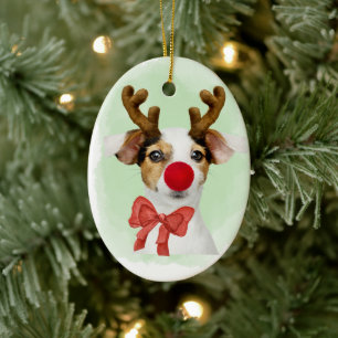 Weihnachtshund-Stirnband & Ofenhandschuh-Ornament Keramik Ornament