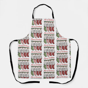 Weihnachtshund Süße Welpen in Strümpfen Retro Weih Schürze