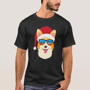 Weihnachtshund Süßer Corgi Weihnachtsmannmütze T-Shirt