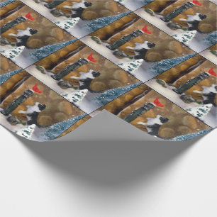 Weihnachtshund und Kardinal - Dorfverpackung Geschenkpapier