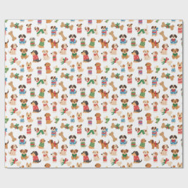 Weihnachtshund und Knochen Farbige Weihnachtsgesch Geschenkpapier