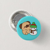 Weihnachtshund und Schneemann Button (Vorne & Hinten)