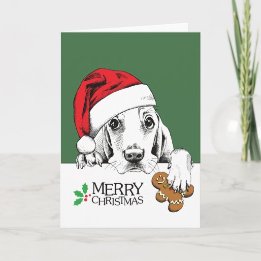 Weihnachtshunde Basset Hound Feiertagskarte (Vorderseite)