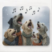 Weihnachtshunde-Caroler in Schneeflocken Mousepad (Vorne)