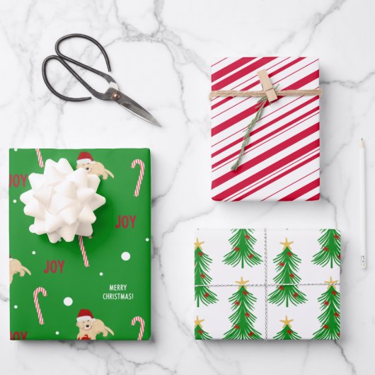 Weihnachtshunde Crab Candy Canes Geschenk Wrap Set Geschenkpapier Set (Vorderseite)