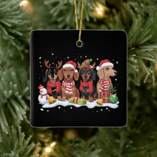 Weihnachtshunde Dachshund Liebhaber Hundemutter  Keramikornament