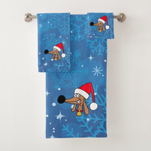 Weihnachtshunde Dackel Hund Badhandtuch Set (Insitu)