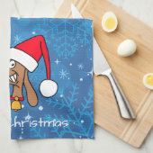 Weihnachtshunde Dackel Hund Geschirrtuch (Viertel Falte)