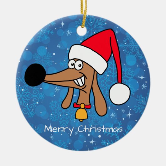 Weihnachtshunde Dackel Hund Keramik Ornament (Vorne)