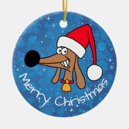 Weihnachtshunde Dackel Hund Keramik Ornament