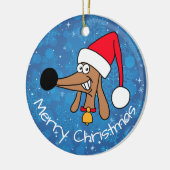 Weihnachtshunde Dackel Hund Keramik Ornament (Links)