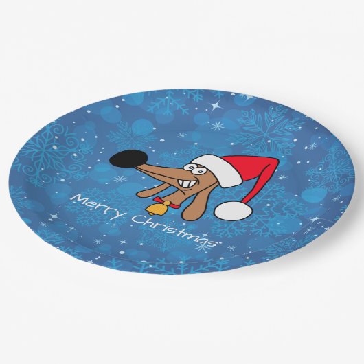 Weihnachtshunde Dackel Hund Pappteller (Schrägansicht)