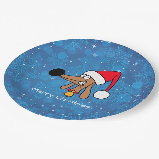 Weihnachtshunde Dackel Hund Pappteller (Schrägansicht)
