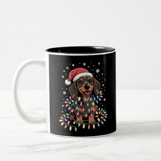 Weihnachtshunde Dackel Weihnachten Weihnachten Dac Zweifarbige Tasse (Links)