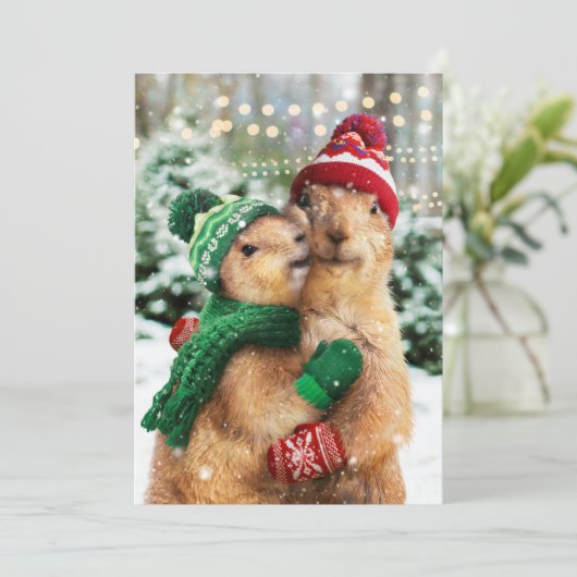 Weihnachtshunde Einladung (Stehend Vorderseite)