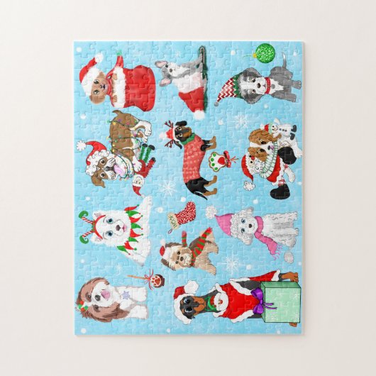 Weihnachtshunde feiern puzzle (Vertikal)