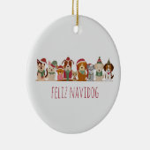 Weihnachtshunde Feliz Navidog Keramik Ornament (Rechts)