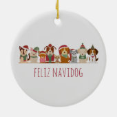 Weihnachtshunde Feliz Navidog Keramik Ornament (Hinten)