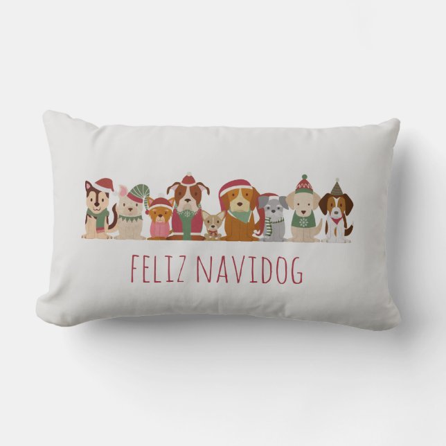Weihnachtshunde Feliz Navidog Lendenkissen (Vorderseite)