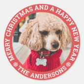 Weihnachtshunde Foto Klassischer Rundaufkleber Runder Aufkleber (Vorderseite)