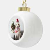 Weihnachtshunde Foto Minimal Moderne Keramik Kugel-Ornament (Rechts)