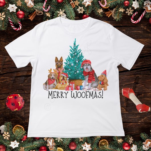 Weihnachtshunde, frohe Woofmas-T - Shirt