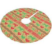 Weihnachtshunde Furries Polyester Weihnachtsbaumdecke (Schrägansicht)