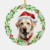 Weihnachtshunde Gelbe Labrador Labrador Retriever  Keramik Ornament (Vorne)