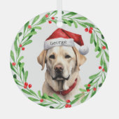 Weihnachtshunde Gelbe Labrador Labrador Retriever Ornament Aus Glas (Vorderseite)