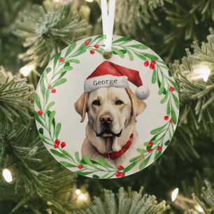 Weihnachtshunde Gelbe Labrador Labrador Retriever  Ornament Aus Glas