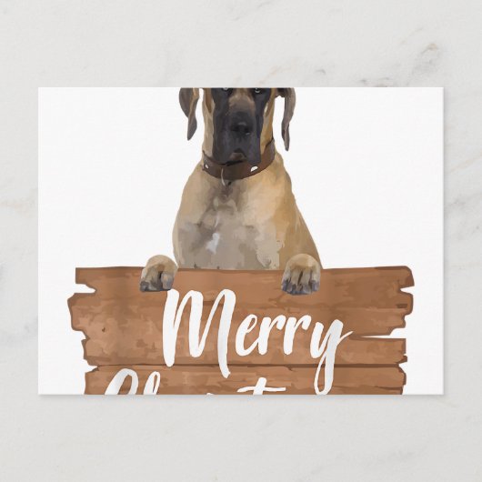 Weihnachtshunde Geschenk Great Dane Weihnachtsmann Ankündigungspostkarte (Vorderseite)