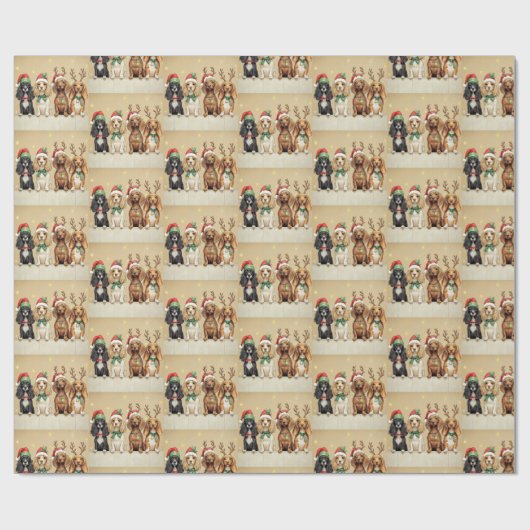Weihnachtshunde Geschenkpapier (Flach)