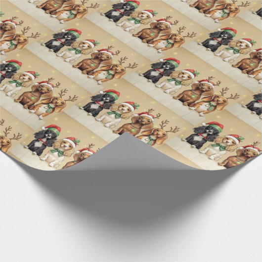 Weihnachtshunde Geschenkpapier (Ecke)