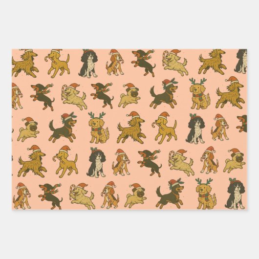 Weihnachtshunde Geschenkpapier Set (Vorderseite 3)