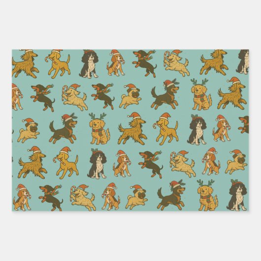 Weihnachtshunde Geschenkpapier Set (Vorderseite 2)