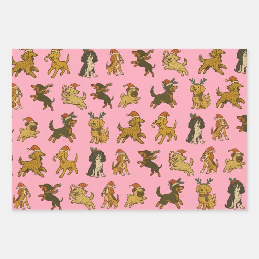 Weihnachtshunde Geschenkpapier Set (Vorderseite)