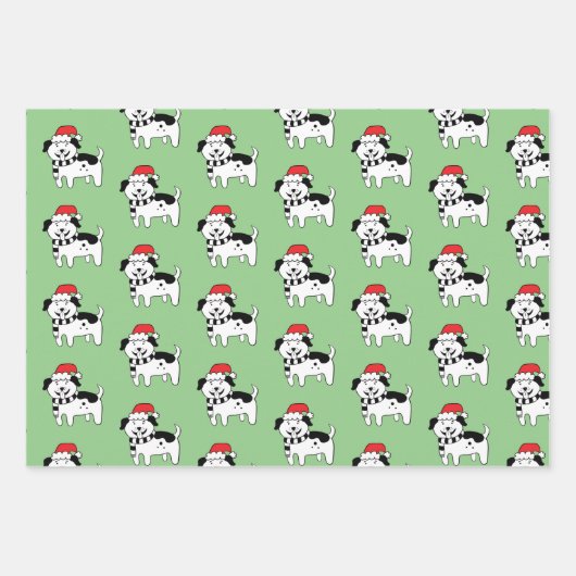 Weihnachtshunde Geschenkpapier Set (Vorderseite)