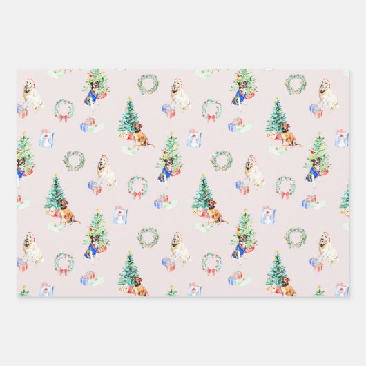 Weihnachtshunde Geschenkpapier Set (Vorderseite 2)