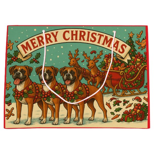 "Weihnachtshunde" Geschenktasche Große Geschenktüte (Vorderseite)