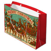 "Weihnachtshunde" Geschenktasche Große Geschenktüte (Rückseite Schrägansicht)