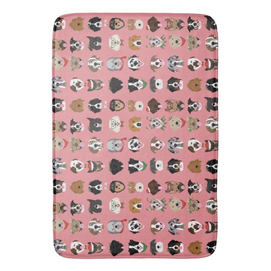 Weihnachtshunde-Gesichtsmuster Badematte (Vorderseite Vertikal)