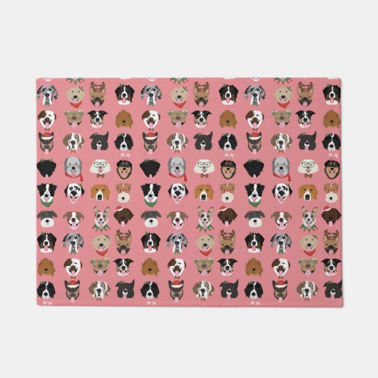 Weihnachtshunde-Gesichtsmuster Fußmatte (Vorderseite)