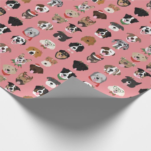 Weihnachtshunde-Gesichtsmuster Geschenkpapier (Ecke)